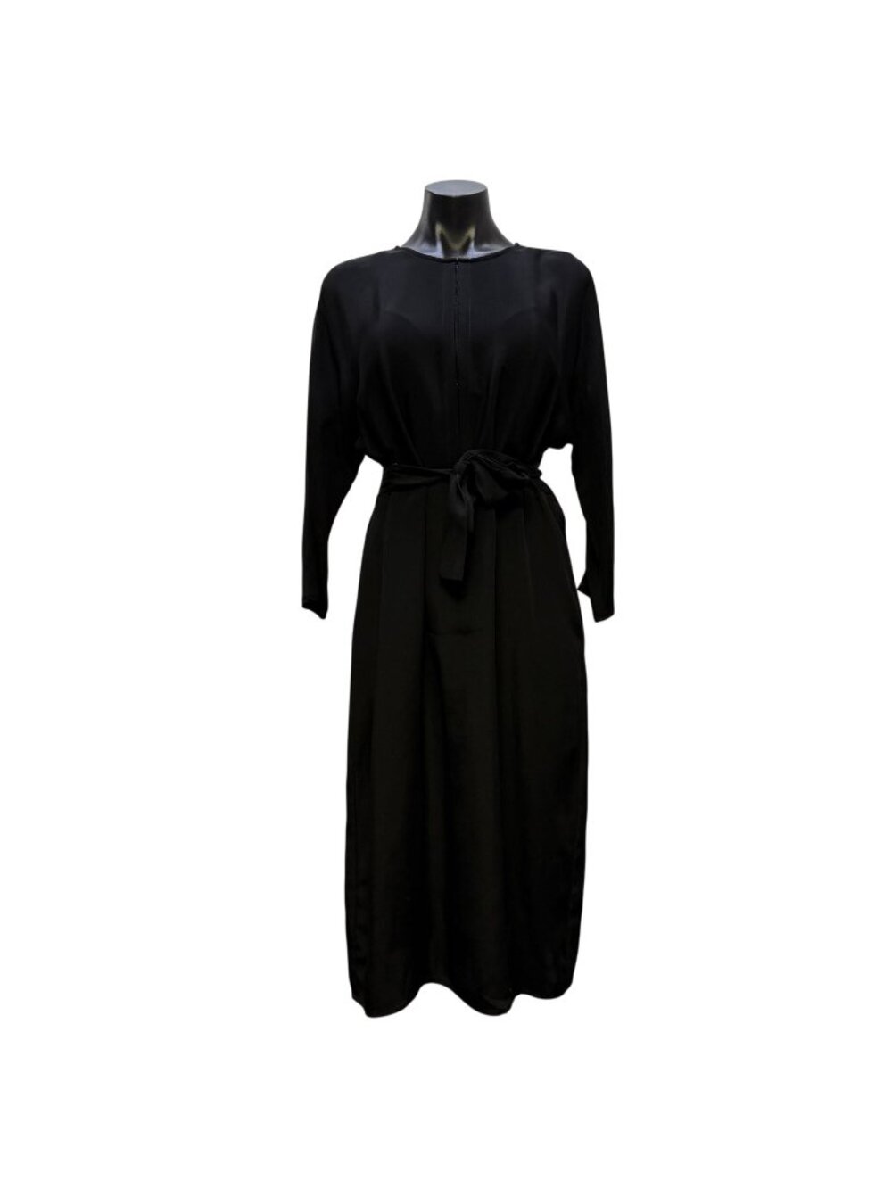 Cuyana Black Belted Midi Dress With Tie Waist  S/M